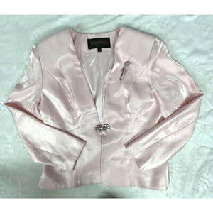 Moshita Couture Blush Pink Shimmer Long Sleeve Womens Short Jacket Size 12